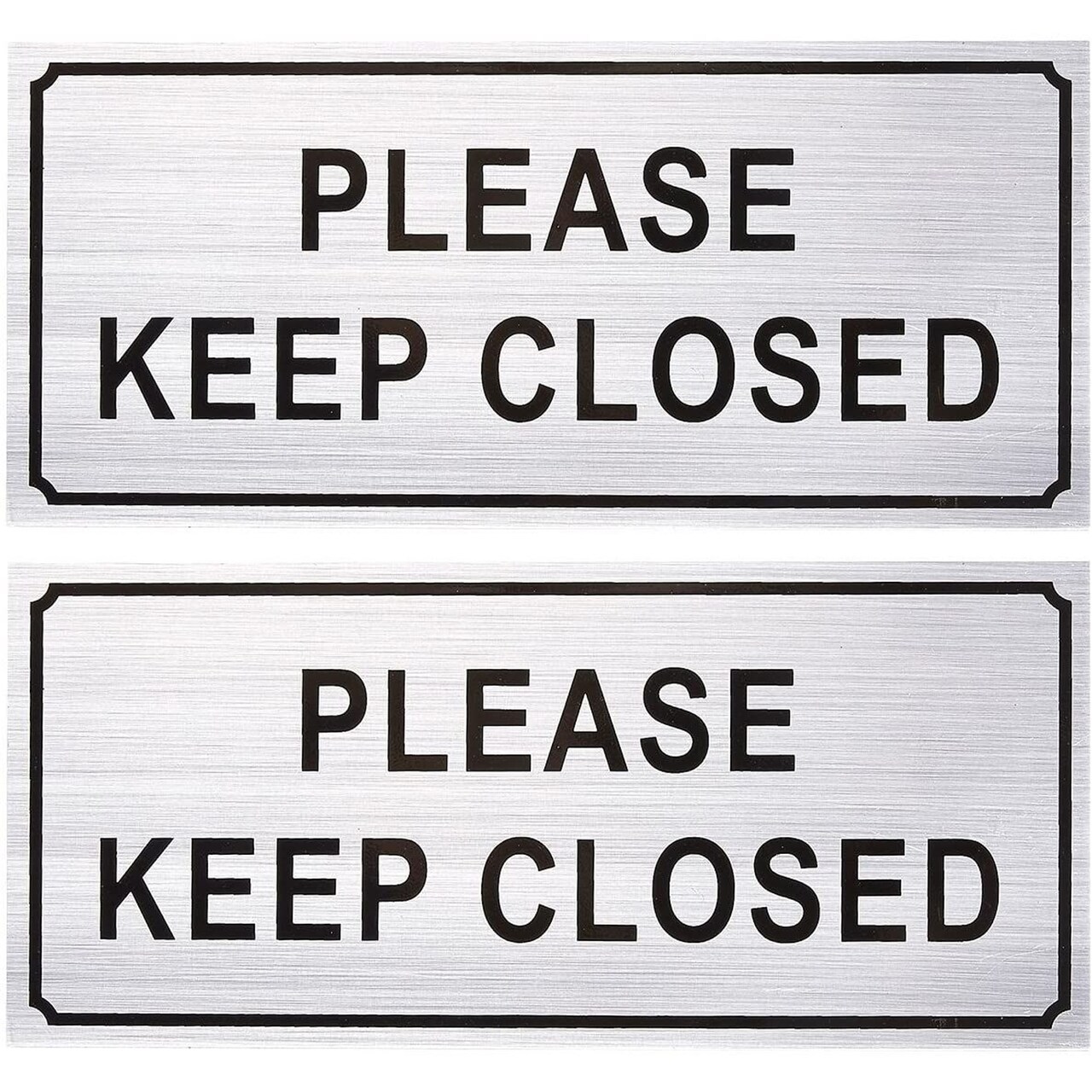Juvale 2-Pack Please Close Signs - Please Keep Closed Gate Signs, Close Sign for Dog Gate, Business and Home Use, Silver - 7.87 x 3.6 Inches